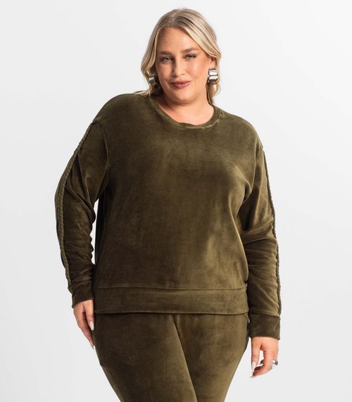 Conjunto Plus Size Casaco Com Calça Secret Glam Verde