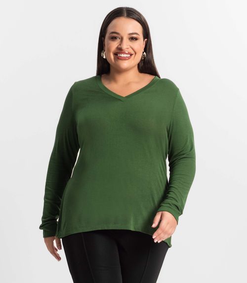 Blusa Manga Longa Visco Tricot Secret Glam Verde