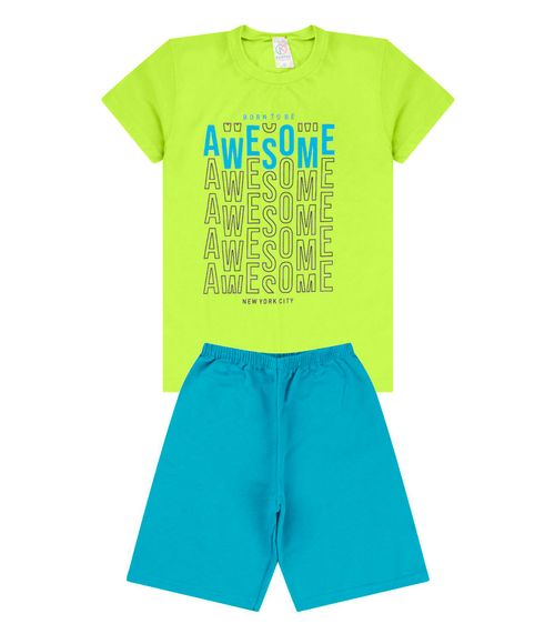 Conjunto Menino Meia Malha Estampado Kappes Verde
