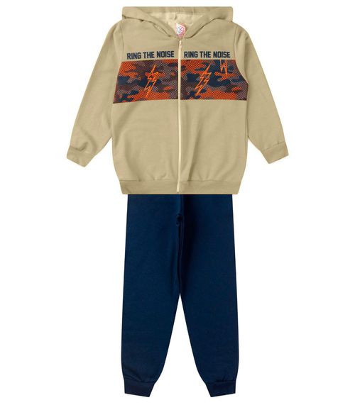 Conjunto De Moletom Infantil Com Capuz Kappes Bege