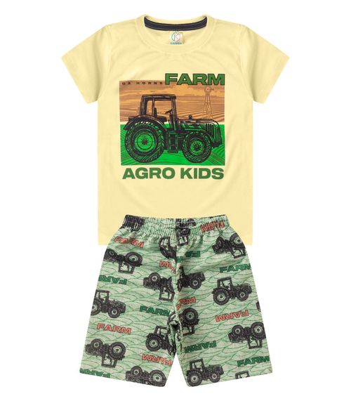 Conjunto Menino Meia Malha Estampado Kappes Amarelo