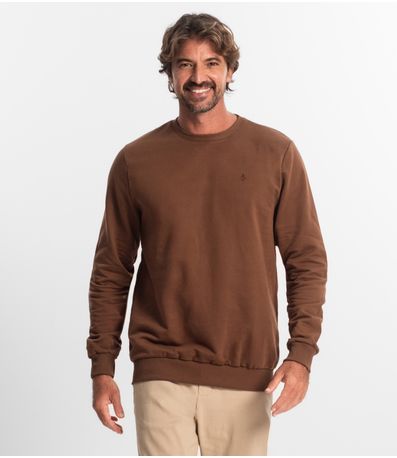 Blusão Masculino Plus Size Moletom Básico Diametro Marrom