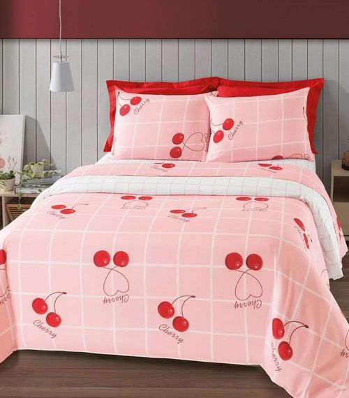 Jogo De Cama Cereja Casal Lar E Lazer Rosa
