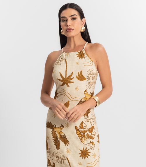 Vestido Feminino Ribana Canelada Select Marrom