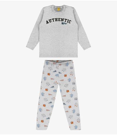 Pijama meia malha Rovi Kids Cinza
