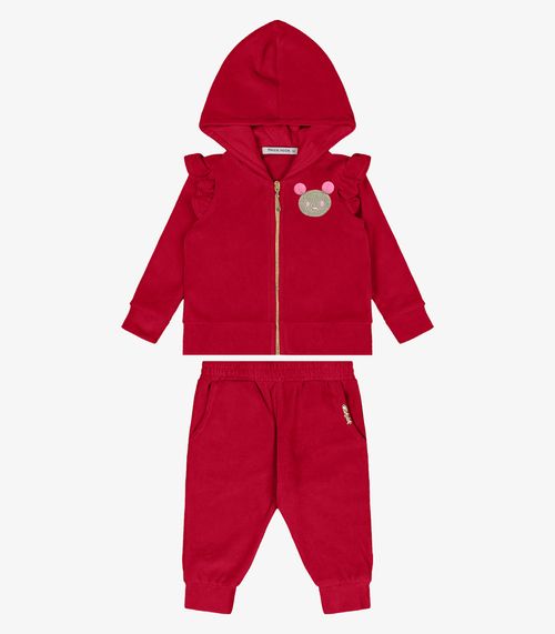 Conjunto Jaqueta Com Capuz e Calça Trick Nick Vermelho