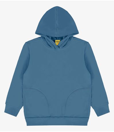 Blusão com capuz e bolso Rovi Kids Azul