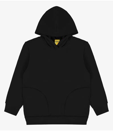 Blusão com capuz e bolso Rovi Kids Preto
