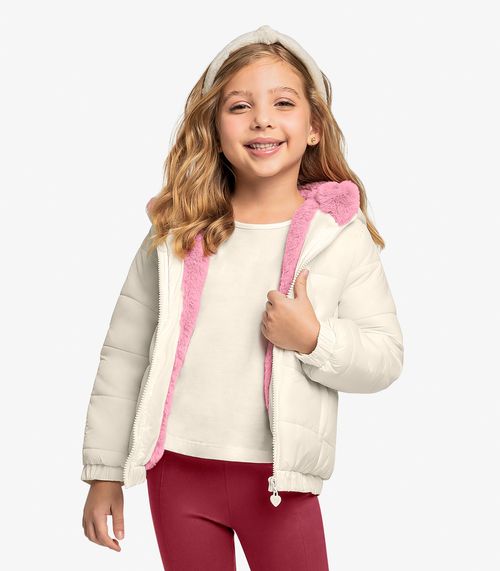 Jaqueta Infantil Feminina Com Capuz Trick Nick Bege