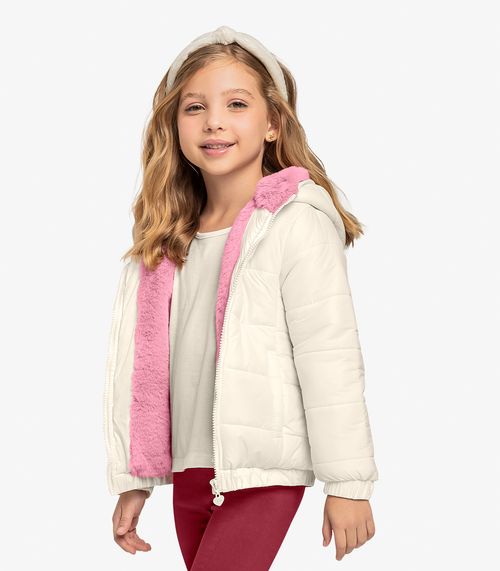 Jaqueta Infantil Feminina Com Capuz Trick Nick Bege