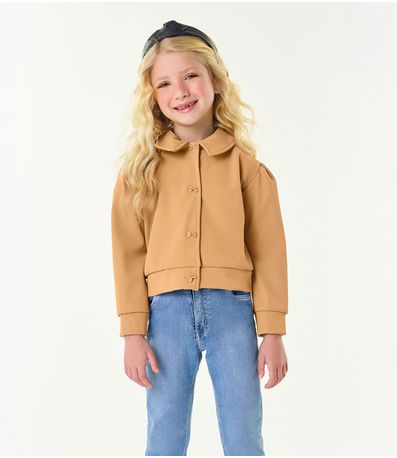 Jaqueta Infantil Feminina Em Suede Trick Nick Marrom