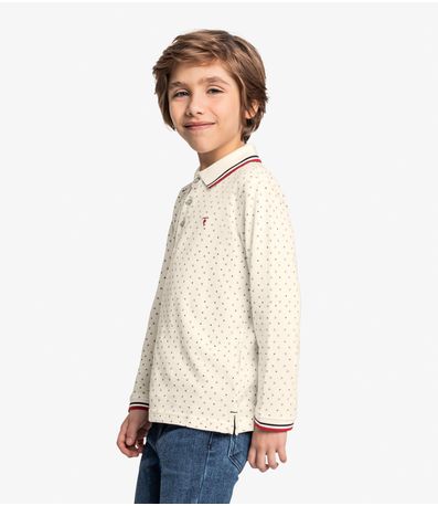 Camisa Polo Infantil Manga Longa Trick Nick Bege