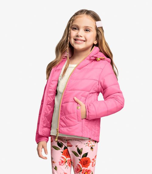 Jaqueta Com Capuz Infantil Microfibra Trick Nick Rosa