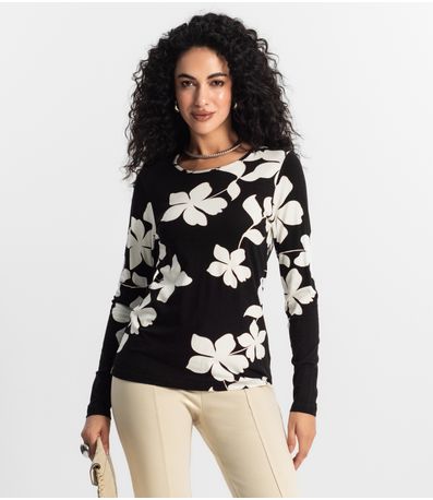 Blusa Manga Longa Feminina Rovitex Preto