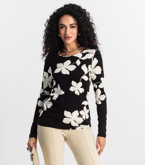 Blusa Manga Longa Feminina Rovitex Preto