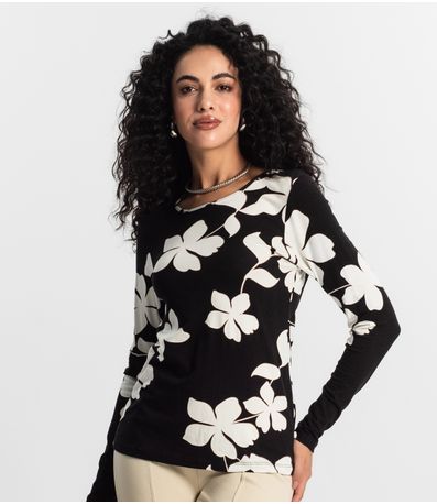 Blusa Manga Longa Feminina Rovitex Preto