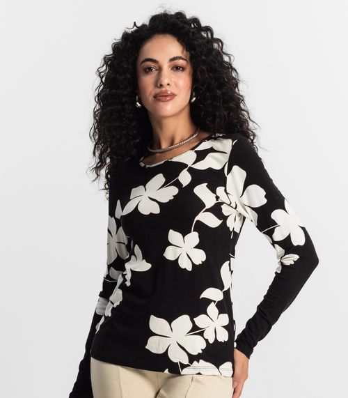 Blusa Manga Longa Feminina Rovitex Preto