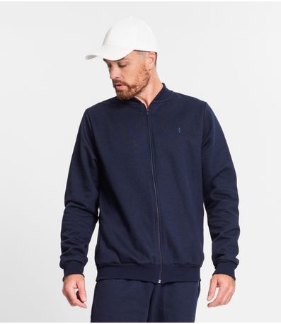 Jaqueta Plus Size Masculina Em Moletom Diametro Azul