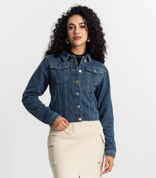 Jaqueta Jeans Feminina Rovitex Azul