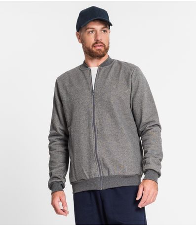 Jaqueta Plus Size Masculina Em Moletom Diametro Cinza