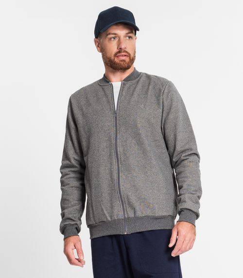 Jaqueta Plus Size Masculina Em Moletom Diametro Cinza