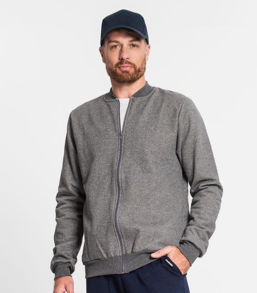 Jaqueta Plus Size Masculina Em Moletom Diametro Cinza