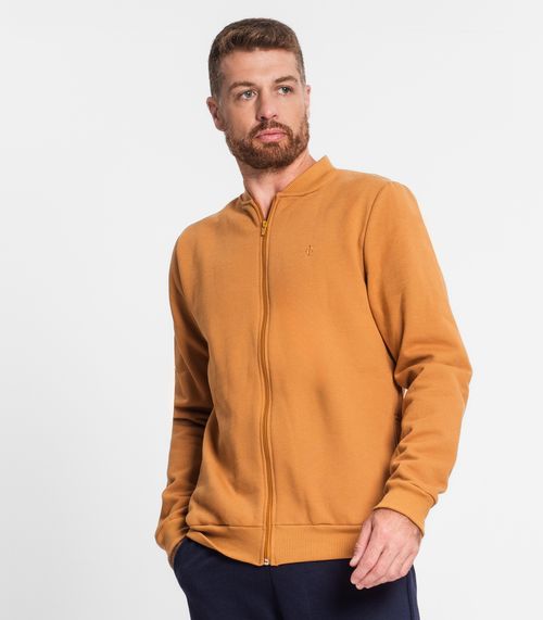 Jaqueta Plus Size Masculina Em Moletom Diametro Marrom