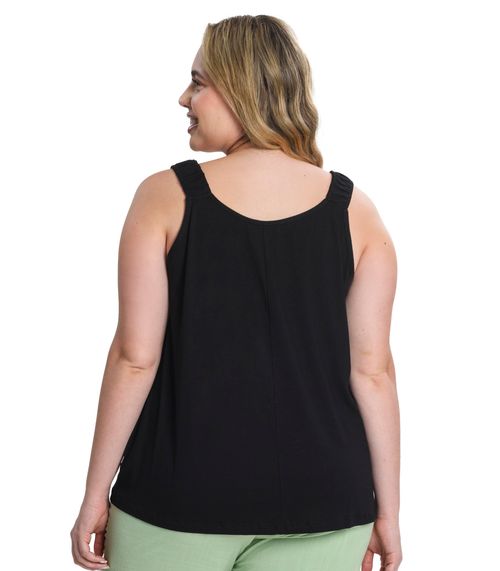 Blusa de Alças Feminina Plus Size Secret Glam Preto