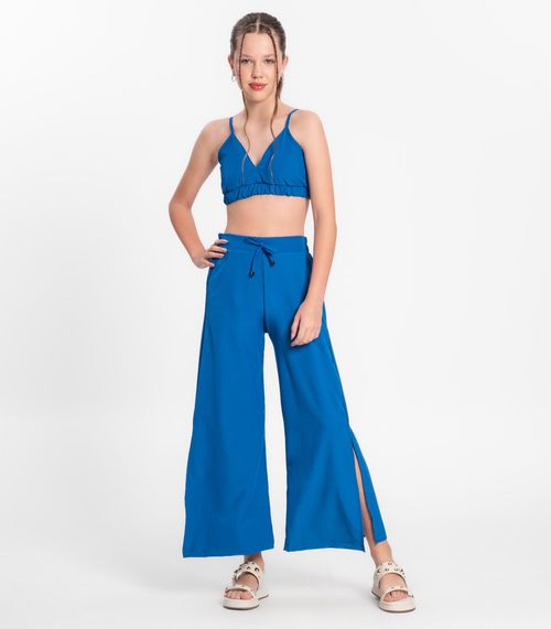 Calça Juvenil Feminina Em Crepe Light Minty Azul