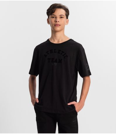 Camiseta Juvenil Masculina Em Meia Malha Minty Preto