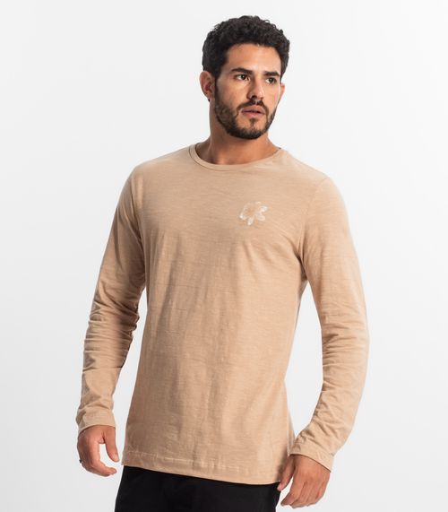 Camiseta Masculina Manga Longa Flamê Diametro Marrom