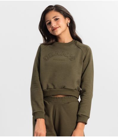 Blusão Juvenil Feminino Em Moletom Minty Verde