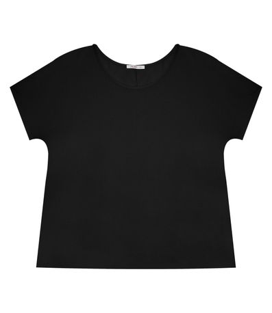 Blusa Manga Curta Feminina Plus Size Secret Glam Preto