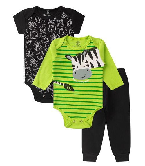 Kit Body Infantil Longo 3 Peças Kappes Preto