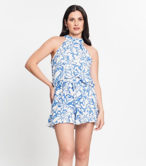 Conjunto Feminino Regata E Shorts Estampado Select Branco