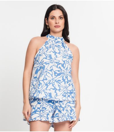 Conjunto Feminino Regata E Shorts Estampado Select Branco
