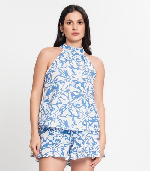 Conjunto Feminino Regata E Shorts Estampado Select Branco