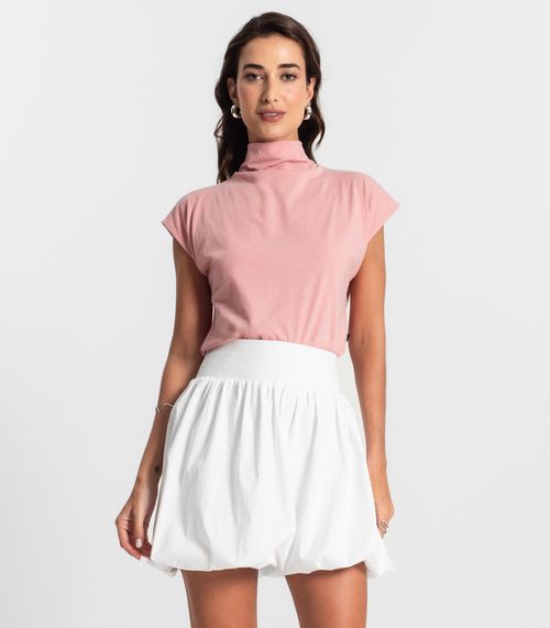 Blusa Feminina Manga Curta Meia Malha KO Rosa