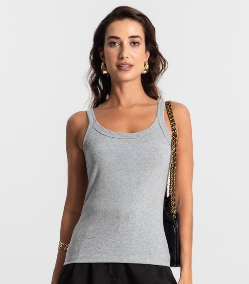 Regata Feminina Cotton 30 Básica KO Cinza