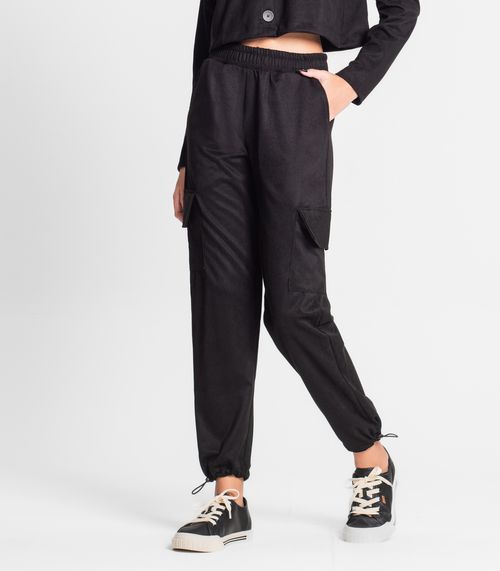 Calça Juvenil Feminina Em Suede Sarjado Minty Preto