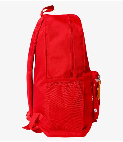Mochila Escolar Feminina Estampada Flores Clio Vermelho
