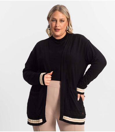 Cardigan Plus Size Feminino Secret Glam Preto