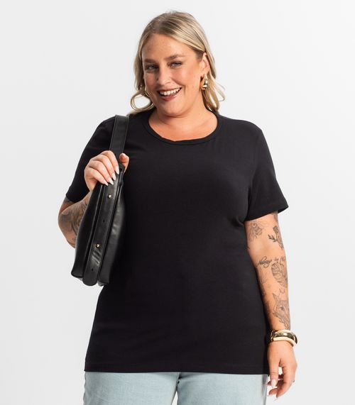 Blusa Feminina Cotton Manga Curta KO Preto