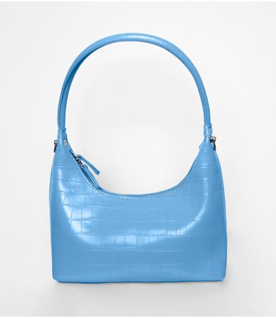 Bolsa Feminina Baguete Croco Bela Gaia Azul