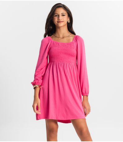 Vestido Juvenil Manga Longa Minty Rosa