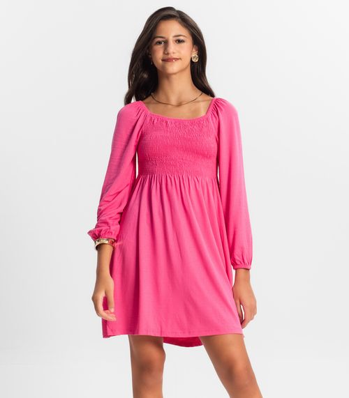 Vestido Juvenil Manga Longa Minty Rosa