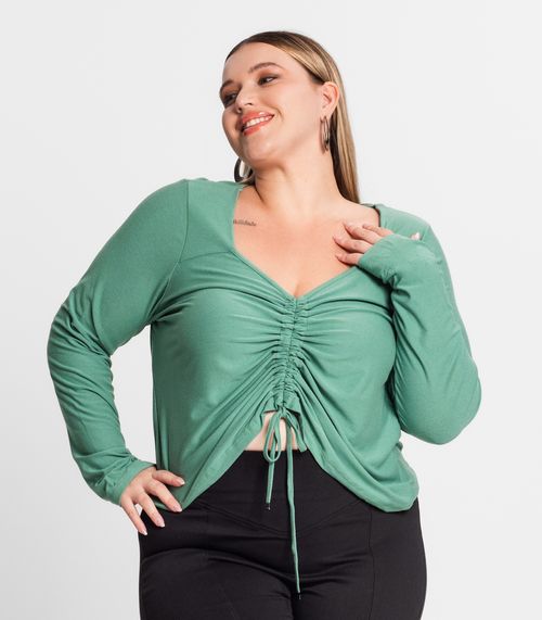 Blusa Feminina Manga Longa Em Viscose Secret Glam Verde