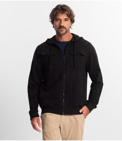 Jaqueta Masculina Com Capuz Moletom Diametro Preto