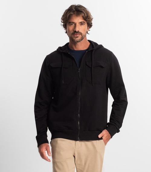 Jaqueta Masculina Com Capuz Moletom Diametro Preto