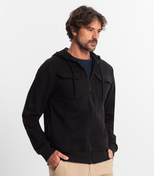 Jaqueta Masculina Com Capuz Moletom Diametro Preto